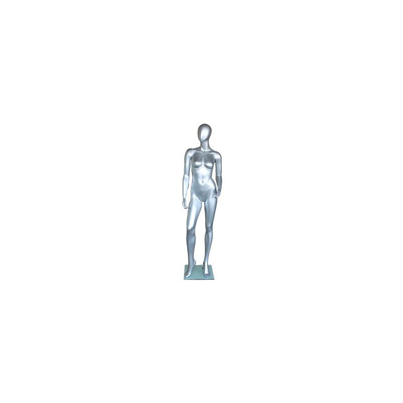 Matte Silver Egg Head Standing Female Mannequin -SFW43E-ST