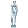 Matte Silver Egg Head Standing Female Mannequin -SFW43E-ST