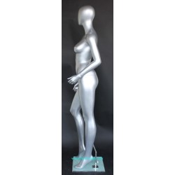 Matte Silver Egg Head Standing Female Mannequin -SFW43E-ST