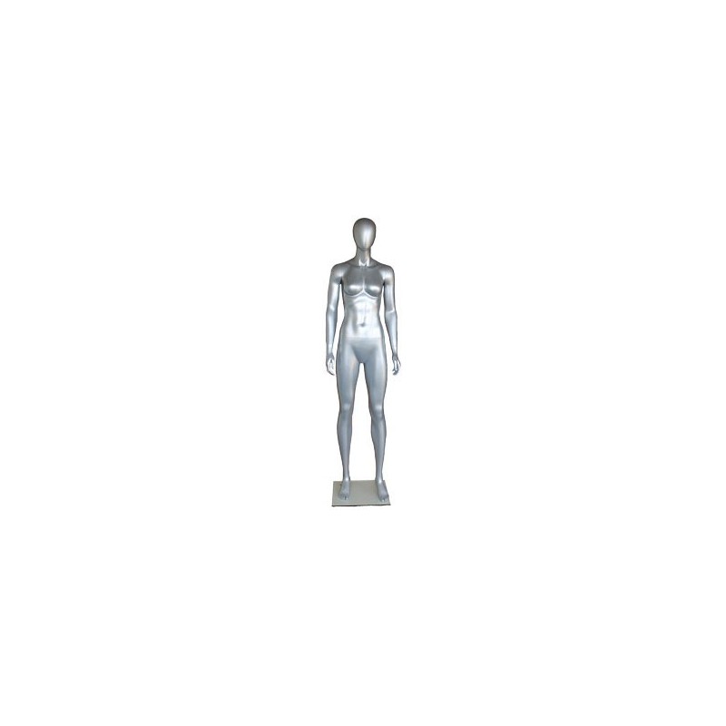 Matte Silver Egg Head Athletic Female Mannequin -SFW51E-ST