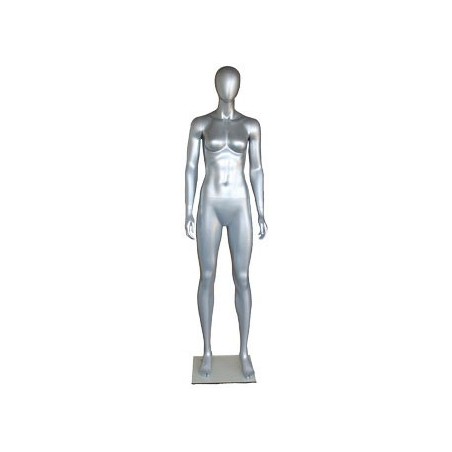 Matte Silver Egg Head Athletic Female Mannequin -SFW51E-ST