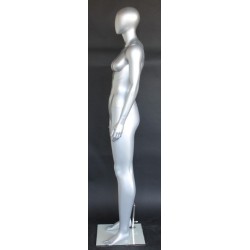 Matte Silver Egg Head Athletic Female Mannequin -SFW51E-ST