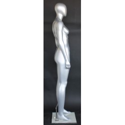 Matte Silver Egg Head Athletic Female Mannequin -SFW51E-ST