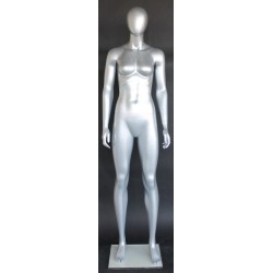 Matte Silver Egg Head Athletic Female Mannequin -SFW51E-ST