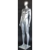 Matte Silver Egg Head Athletic Female Mannequin -SFW51E-ST