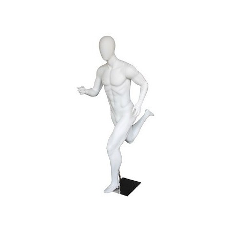 5 ft 11 in Egg head Matte white finish Running Male Mannequin