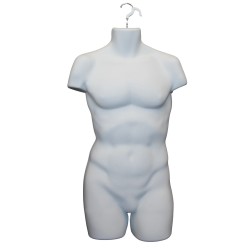 White Plastic injected male mannequin body form with hook PLXS-MW