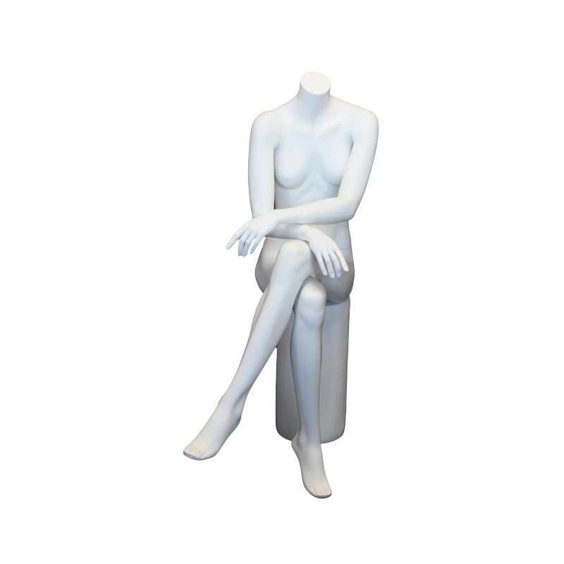 Headless Crosse Leg Sitting Female Mannequin Matte White STW049-WT