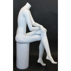 Headless Crosse Leg Sitting Female Mannequin Matte White STW049-WT