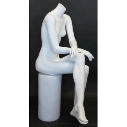 Headless Crosse Leg Sitting Female Mannequin Matte White STW049-WT