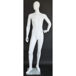 used 6 ft 2 in Male Mannequin Egg head Matte white -SFM64E-WT