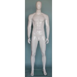 USED 6 ft 3 in Male Mannequin Egg head Glossy white -SFM51E-GW