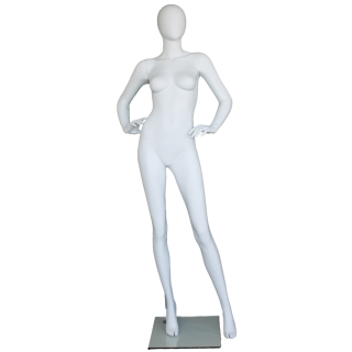 SFW70E-WT High-Fashion Angle Egg Head Female Mannequin in Matte White finish