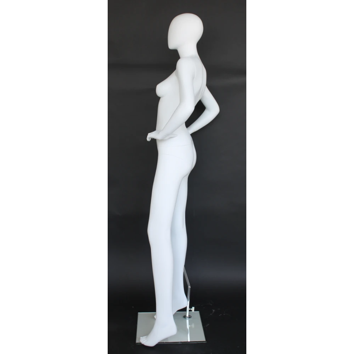 SFW70E-WT High-Fashion Angle Egg Head Female Mannequin in Matte White finish