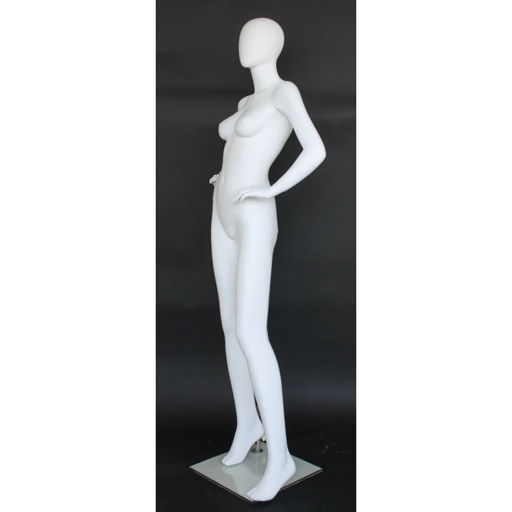 SFW70E-WT High-Fashion Angle Egg Head Female Mannequin in Matte White finish