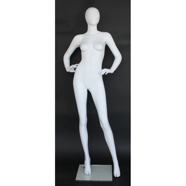 SFW70E-WT High-Fashion Angle Egg Head Female Mannequin in Matte White finish