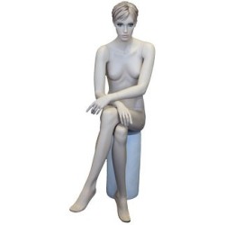 Female Sitting Mannequin Molded hair with face make up -SFW9-FT