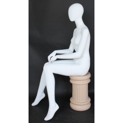 Female Sitting Mannequin with Egg Head in Matte white SFW42E-WT