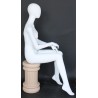 Female Sitting Mannequin with Egg Head in Matte white SFW42E-WT