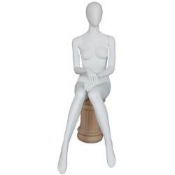 Female Sitting Mannequin with Egg Head in Matte white SFW42E-WT