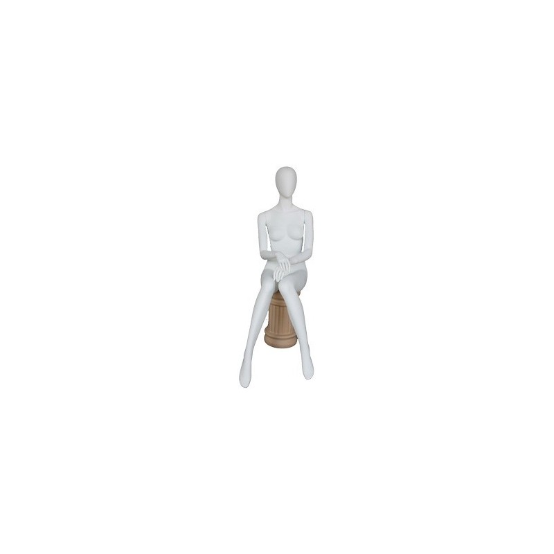 Female Sitting Mannequin with Egg Head in Matte white SFW42E-WT