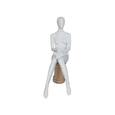 Female Sitting Mannequin with Egg Head in Matte white SFW42E-WT