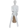 Female Sitting Mannequin with Egg Head in Matte white SFW42E-WT