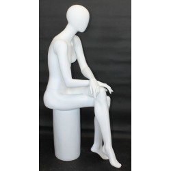 Female Sitting Mannequin Egg head Cross legs Matte White -SFW79E-WT