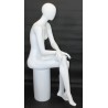 Female Sitting Mannequin Egg head Cross legs Matte White -SFW79E-WT