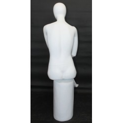 Female Sitting Mannequin Egg head Cross legs Matte White -SFW79E-WT