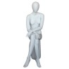 Female Sitting Mannequin Egg head Cross legs Matte White -SFW79E-WT