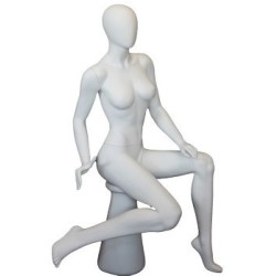 Female Sitting Mannequin Egg head Matte White -SFW80E-WT