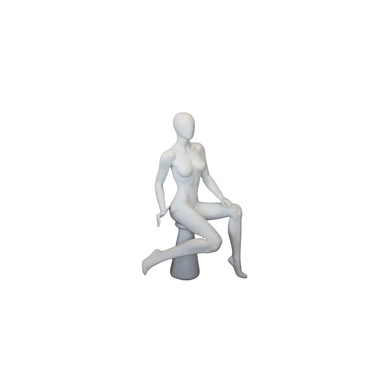 Female Sitting Mannequin Egg head Matte White -SFW80E-WT