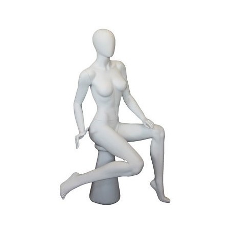 Female Sitting Mannequin Egg head Matte White -SFW80E-WT