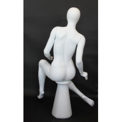 Female Sitting Mannequin Egg head Matte White -SFW80E-WT