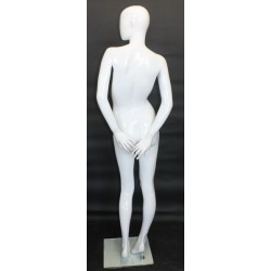 Glossy White Abstract Face Head Female Mannequin -SFW92E-GW